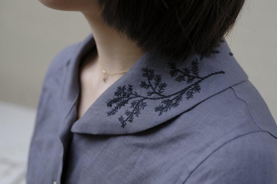 未使用品】アトリエナルセ リネン刺繍ショールカラーブラウス