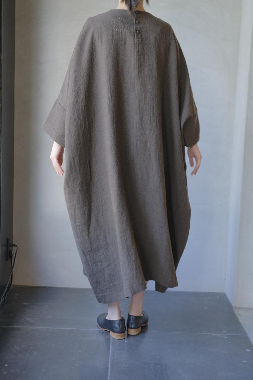 美品　コズミックワンダー　ケープリネンドレス　ロングワンピース COSMIC WONDER / Crassic linen wool big square dress | COSMIC