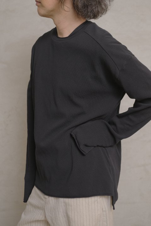 GARMENT REPRODUCTION OF WORKERS / WRAPED KNIT SEW CREW NECK BLK【unisex】