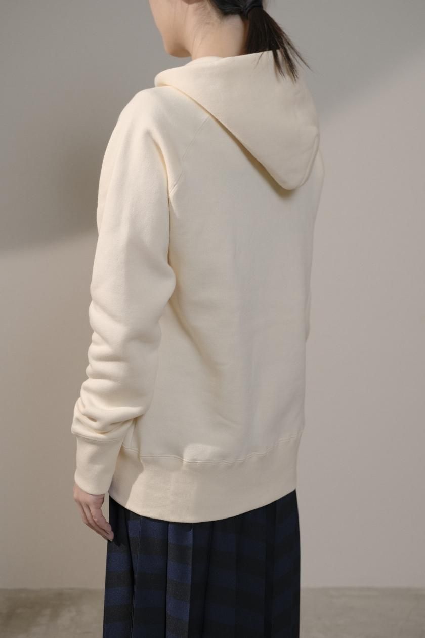 新品タグ付 atelier naruse 裏起毛 スウェット アイボリー atelier naruse / コットン吊裏毛スウェットパーカー