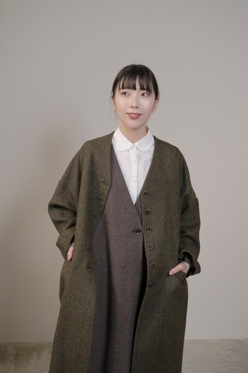 atelier naruse / コットンウールヘリンボンジャンパースカート