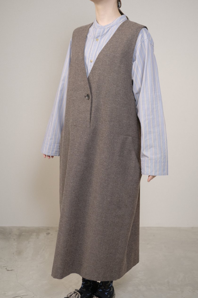 atelier naruse / コットンウールヘリンボンジャンパースカート(brown 