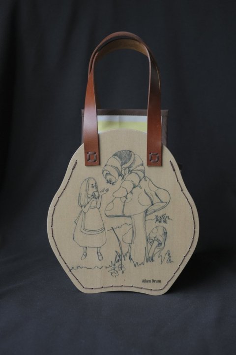 Aiken Drum / 不思議の国のアリス（イモムシとキノコ）　Wood bag【cabinet ATELIER 15th限定】