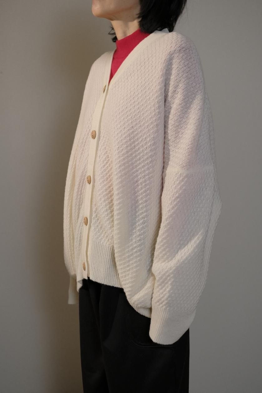 タグ付き アトリエナルセ ラムウールビッグカーディガン　日本製 atelier naruse ラムウールビッグサイズカーディガン(off) | かるくて