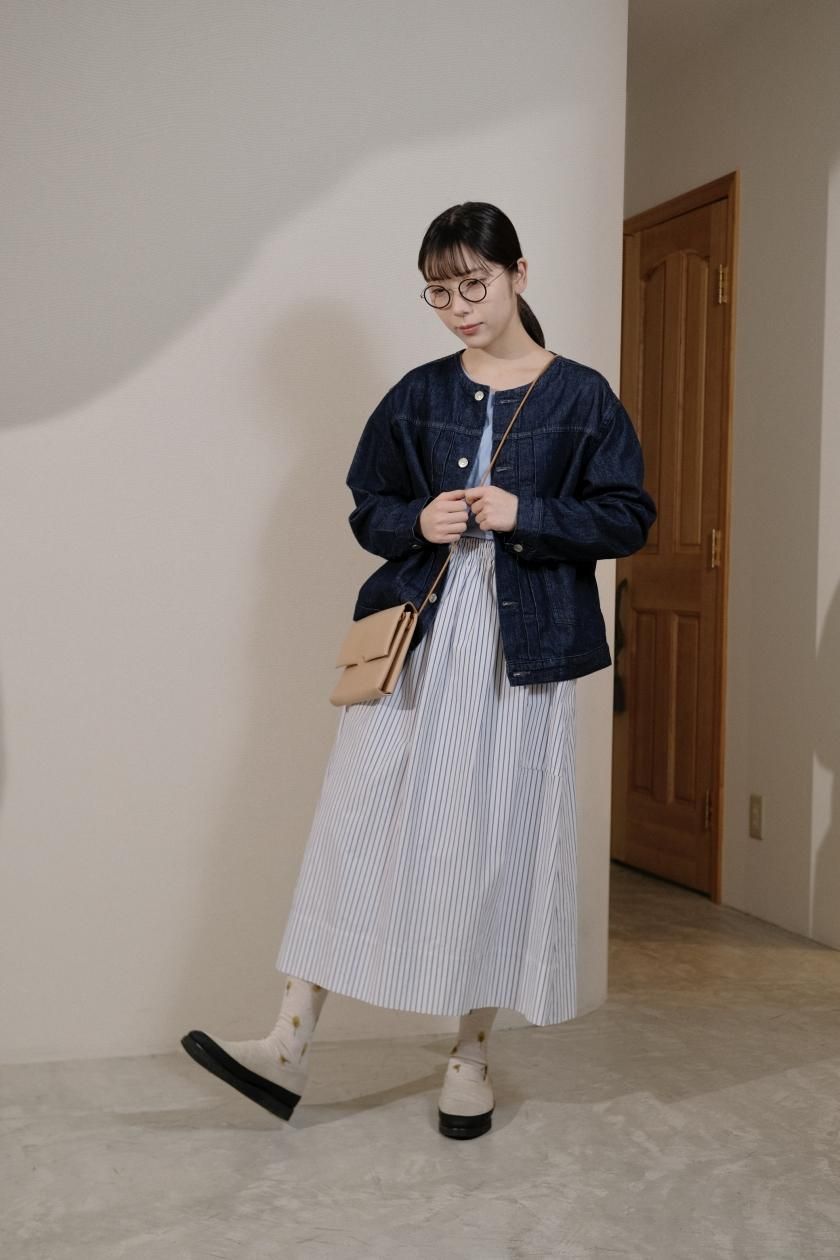 atelier naeuse / コットンデニム ノーカラージャケット