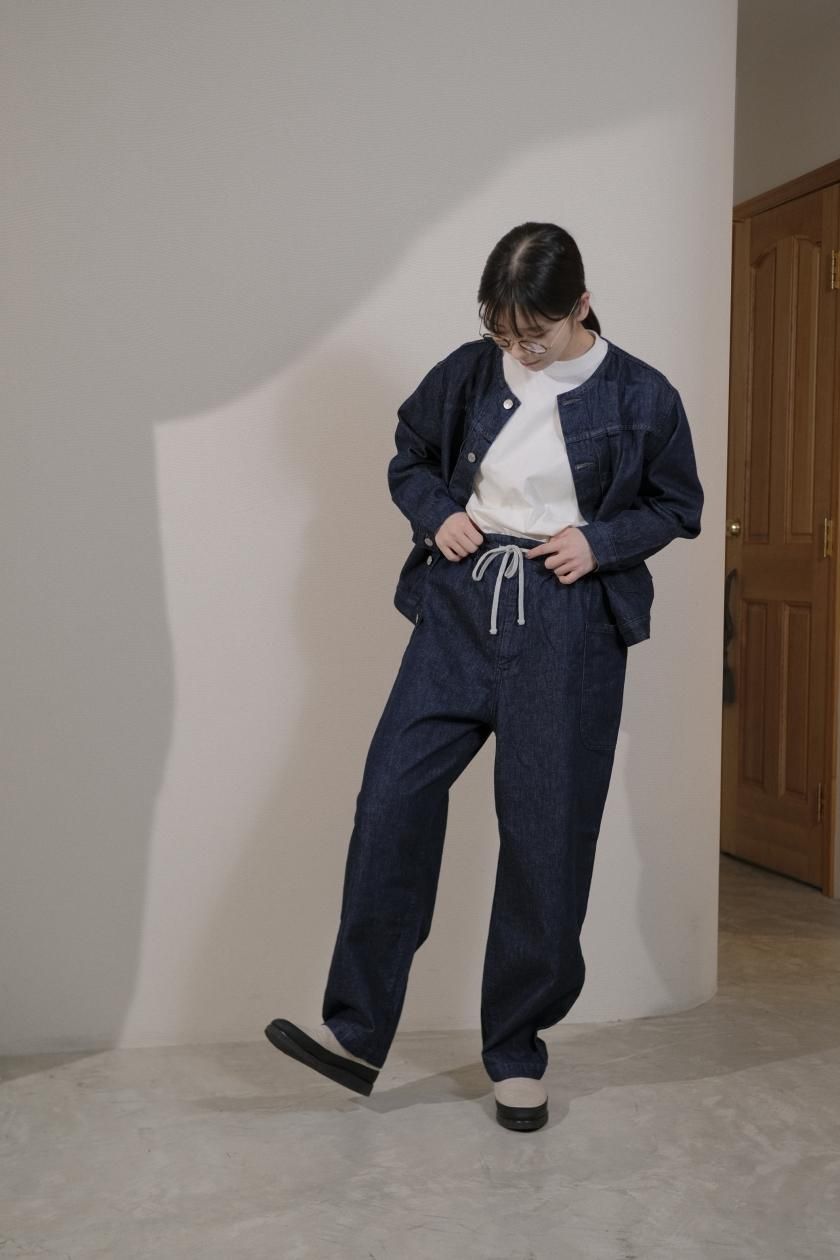 atelier naeuse / コットンデニム ノーカラージャケット