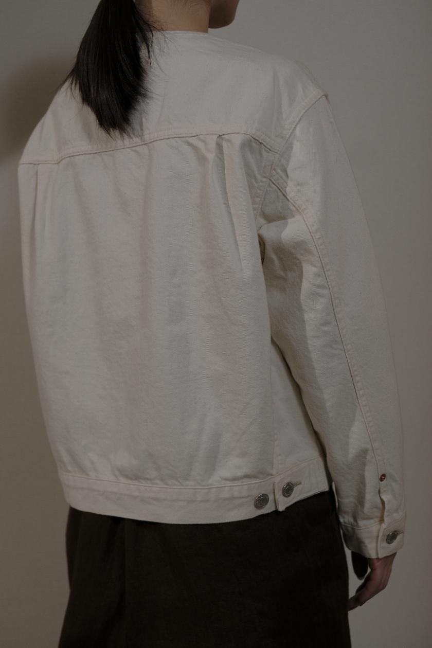 atelier naeuse / コットンデニム ノーカラージャケット (インディゴ