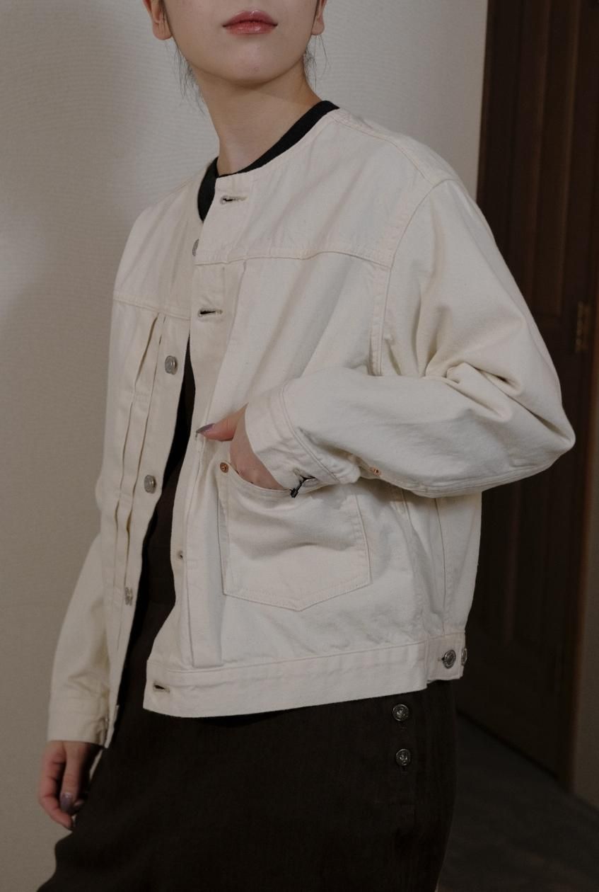 cotton denim no collar jacket - atelier naruse｜Online store