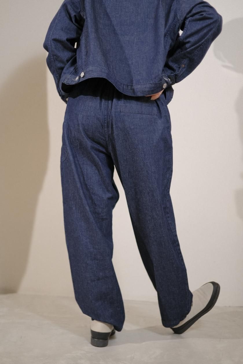 atelier naruse / コットンデニム ゴムバルーンバンツ ~インディゴ