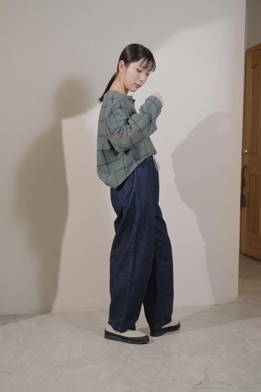 atelier naruse / コットンデニム ゴムバルーンバンツ