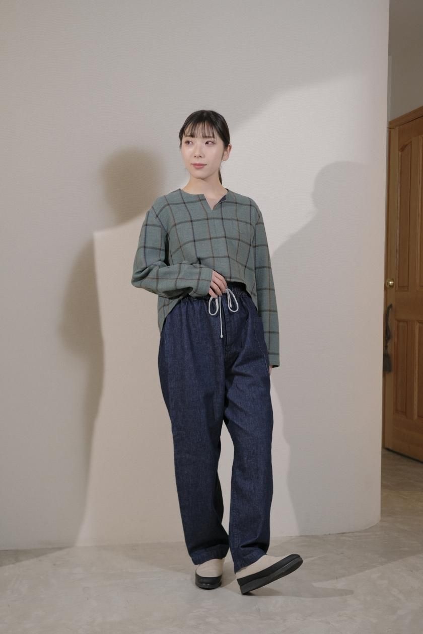 atelier naruse / コットンデニム ゴムバルーンバンツ