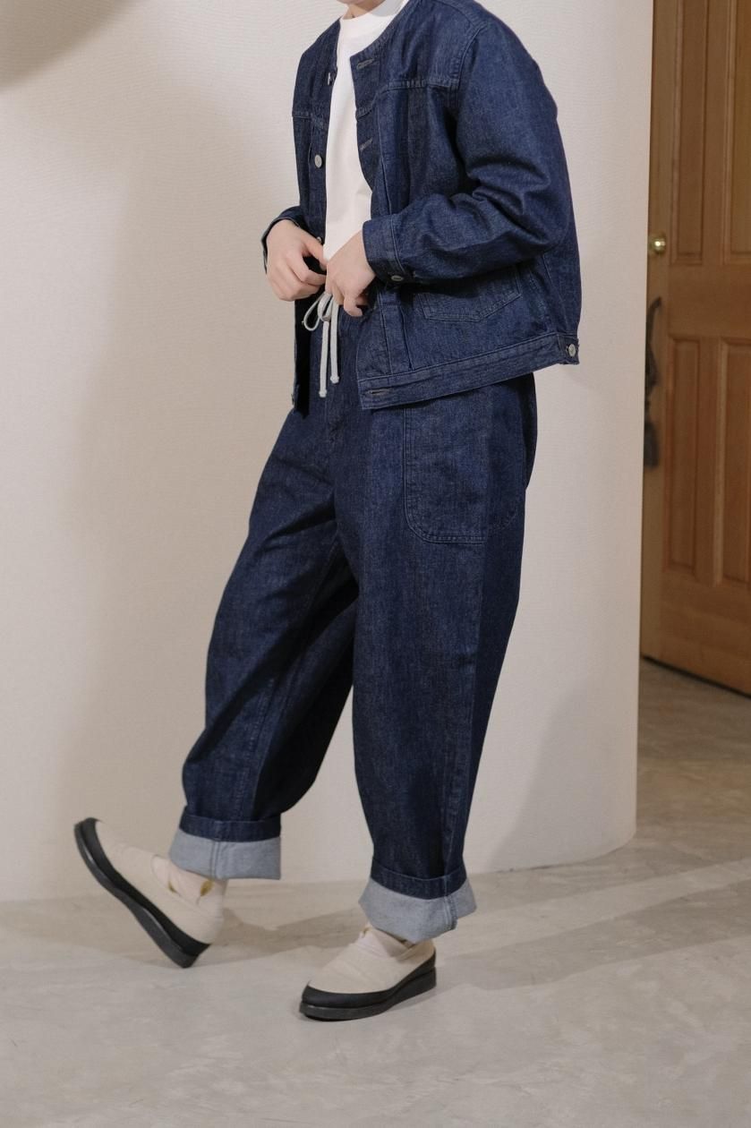 atelier naruse / コットンデニム ゴムバルーンバンツ ~インディゴ
