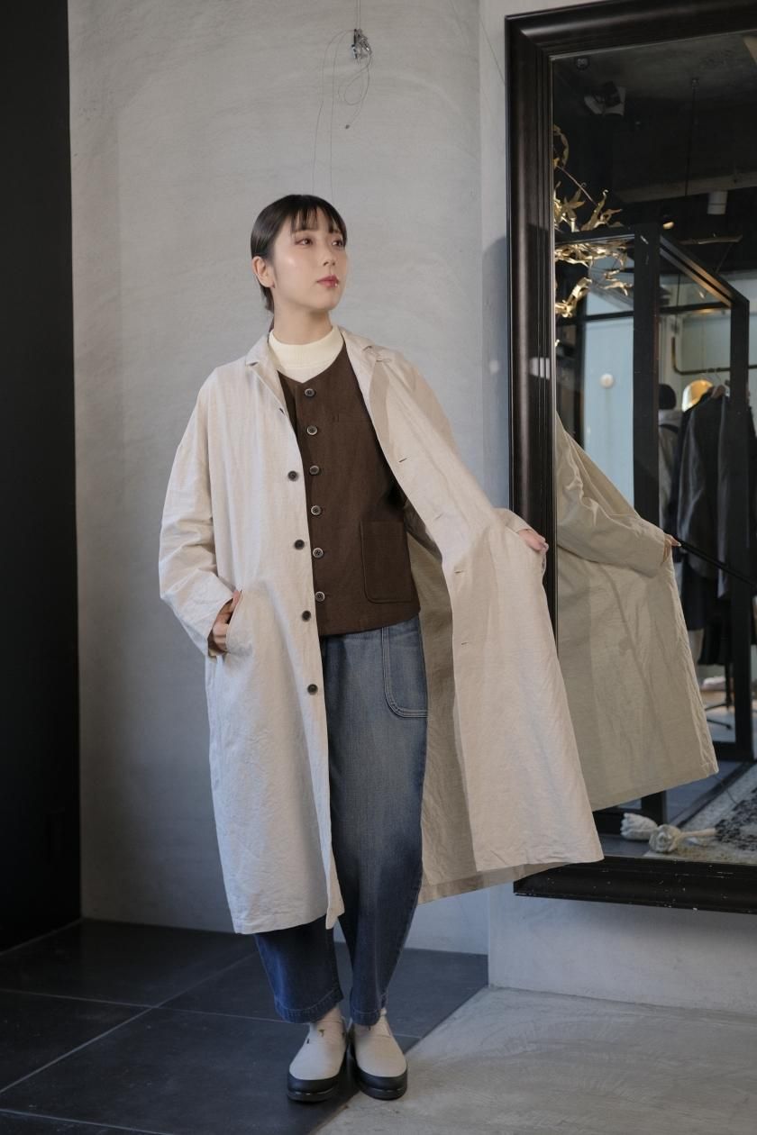 atelier naruse / コットンデニム ゴムバルーンバンツ ~stone