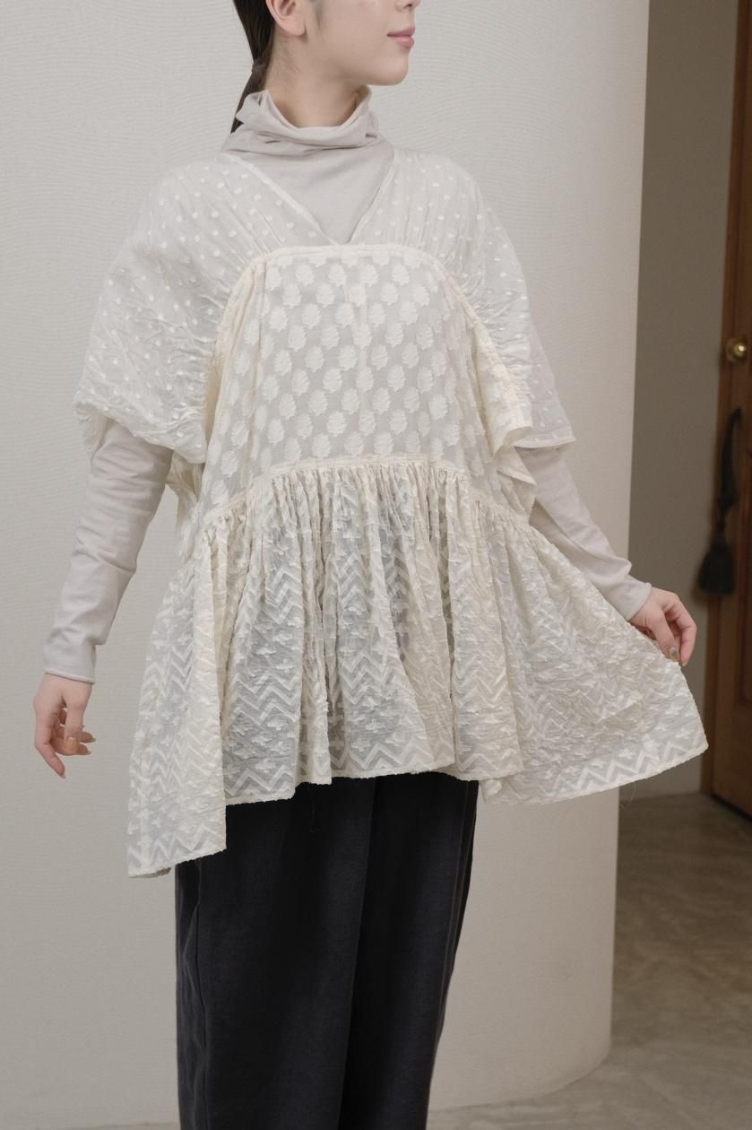 【激安通販 オンラインショップ】日用品 Hériter / cut jacquard blouse | エリテインド織カット シャツ+ブラウス(長袖+七分)