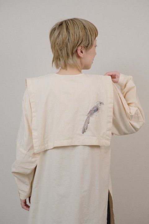 BUNON / Bird Embroidery Seilor Slit Dress