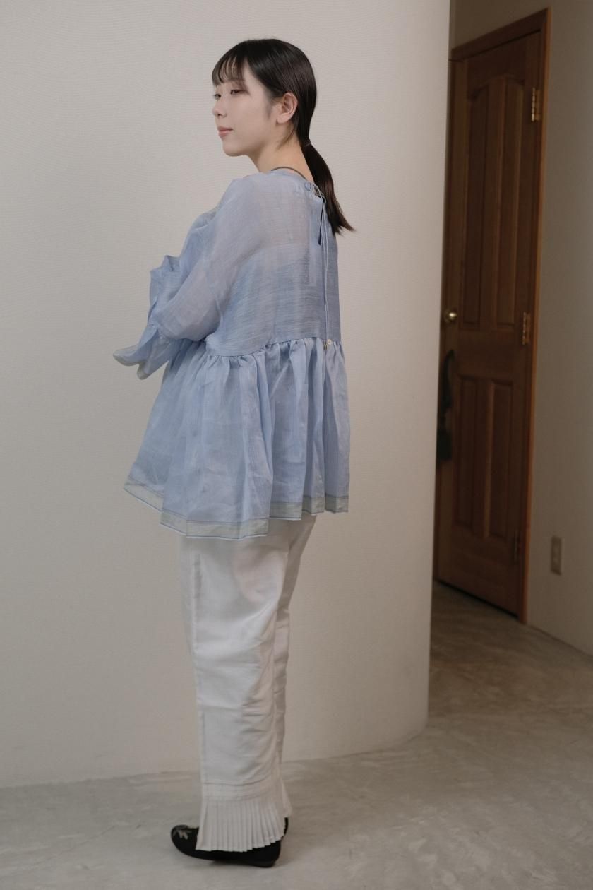 BUNON / Wide Sleeve Frill Blouse | Handcrafted Khadi