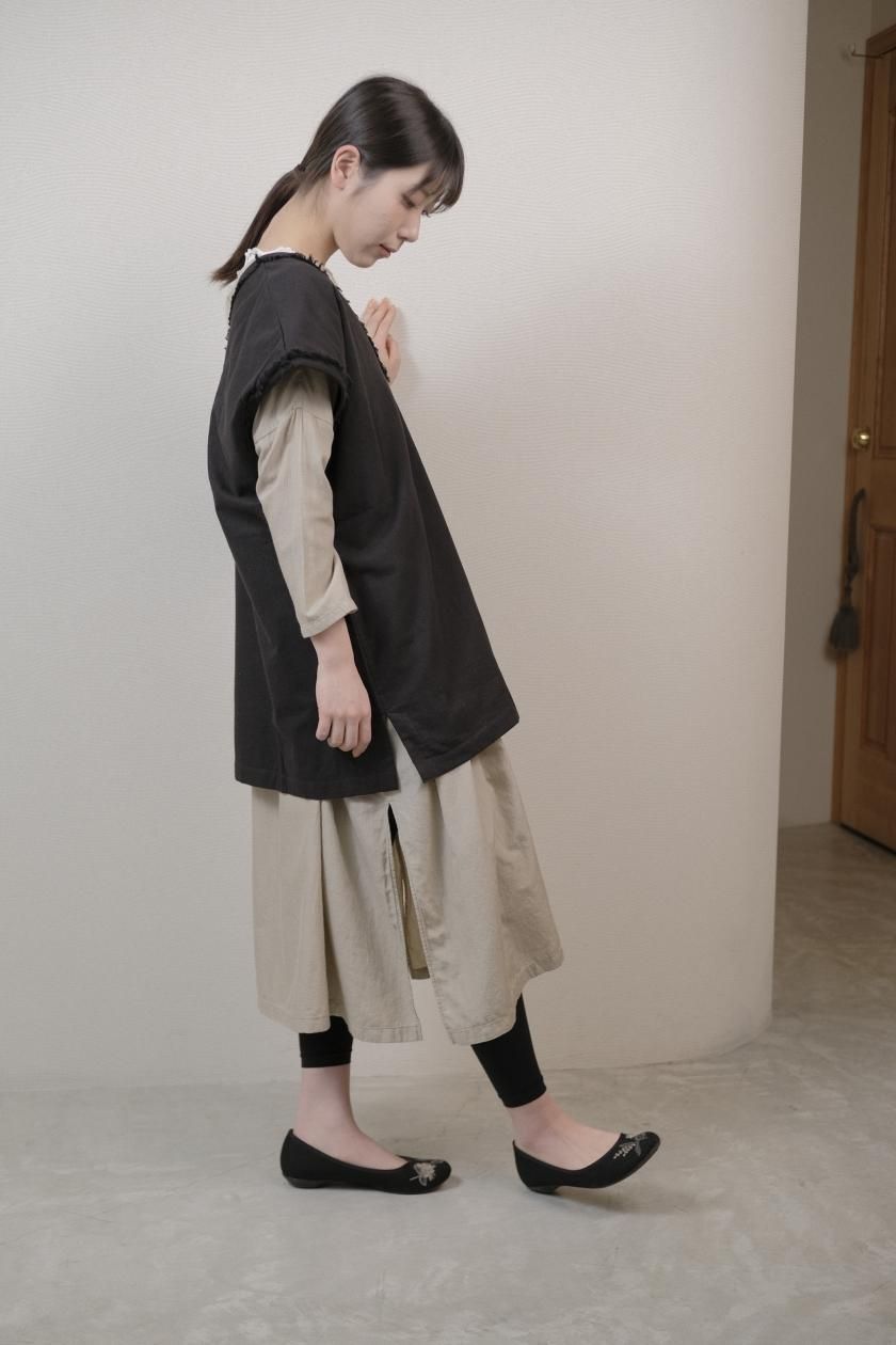 BUNON ベスト BUNON / Bird Embroidery Fringe Vest | インドの伝統技術と手