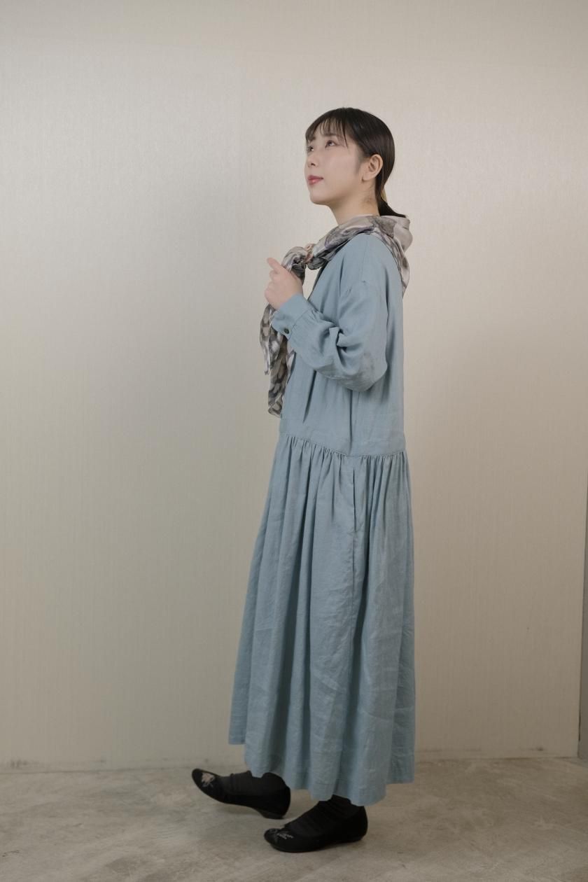 atelier naruse アトリエナルセ リネン シャツギャザーワンピース atelier naruse | リネンシャツギャザーワンピース