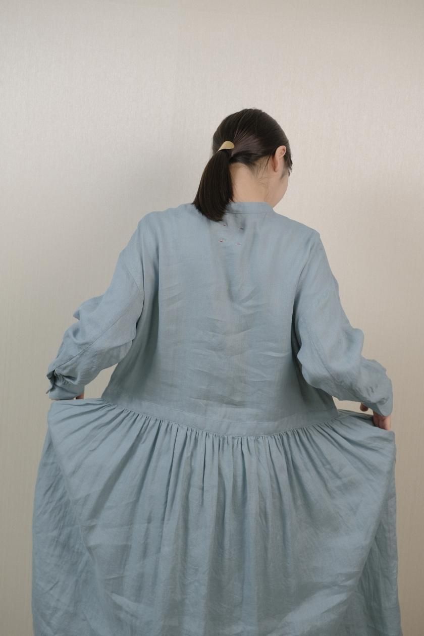atelier naruse アトリエナルセ リネン シャツギャザーワンピース atelier naruse | リネンシャツギャザーワンピース