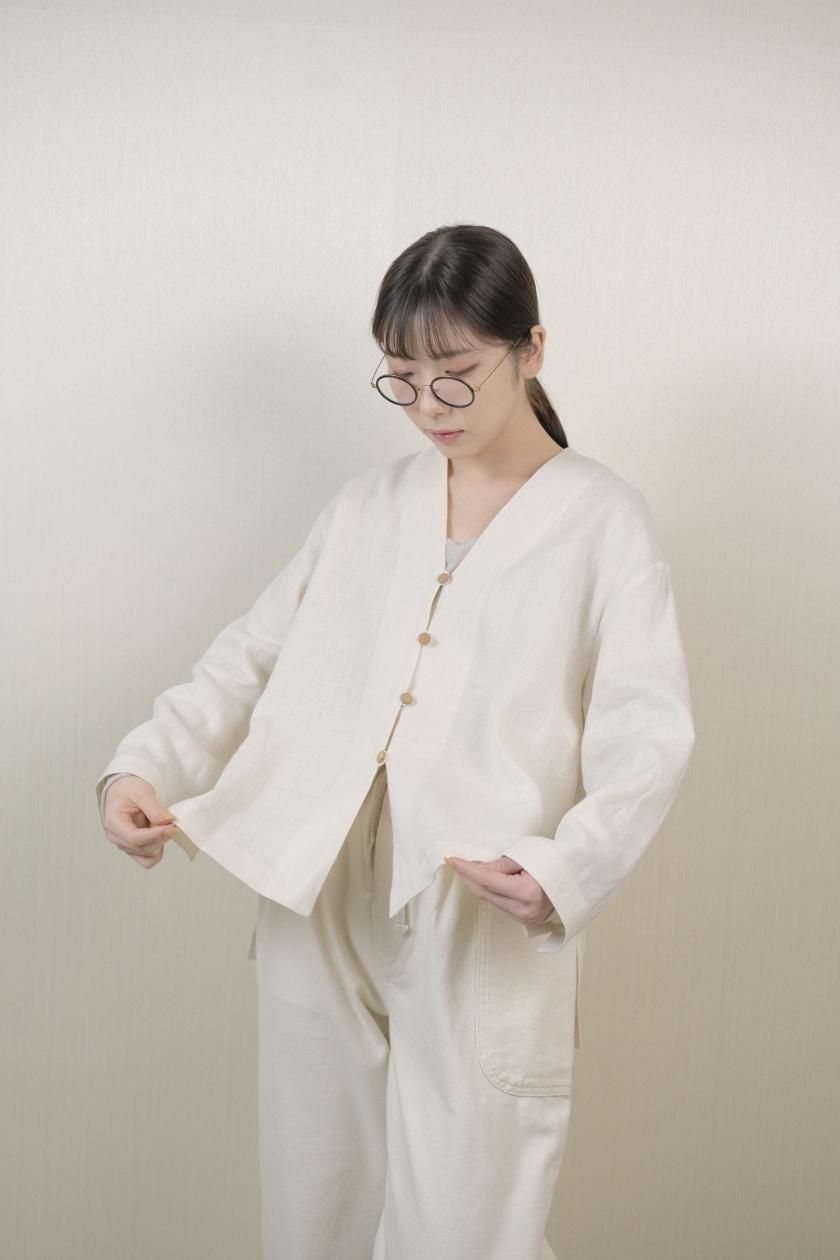 atelier naruse | リネンシャツカーディガン(ivory