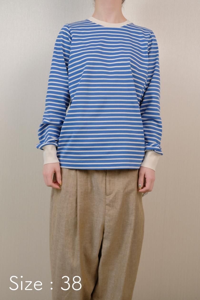 atelier naruse　ボーダーニット　みずいろ atelier naruse | コットンボーダーカットソー（長袖・blue