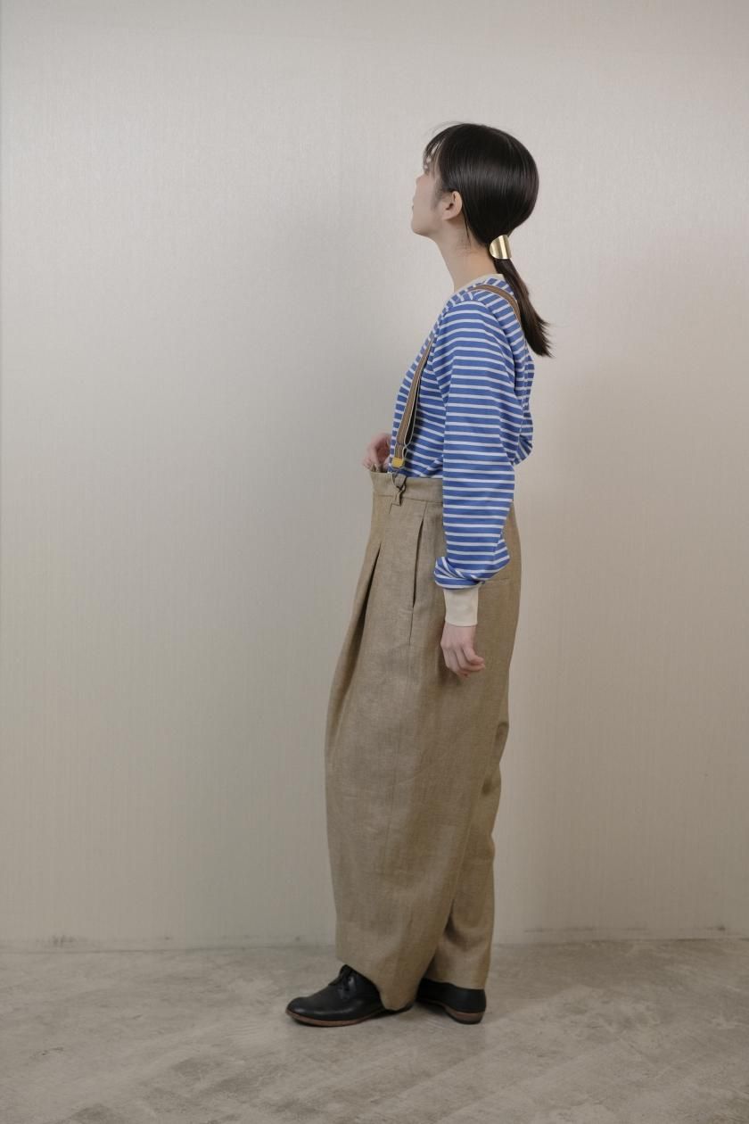 atelier naruse | コットンボーダーカットソー（長袖・blue×kinari