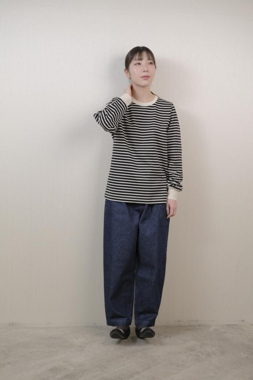atelier naruse | コットンボーダーカットソー（長袖・black