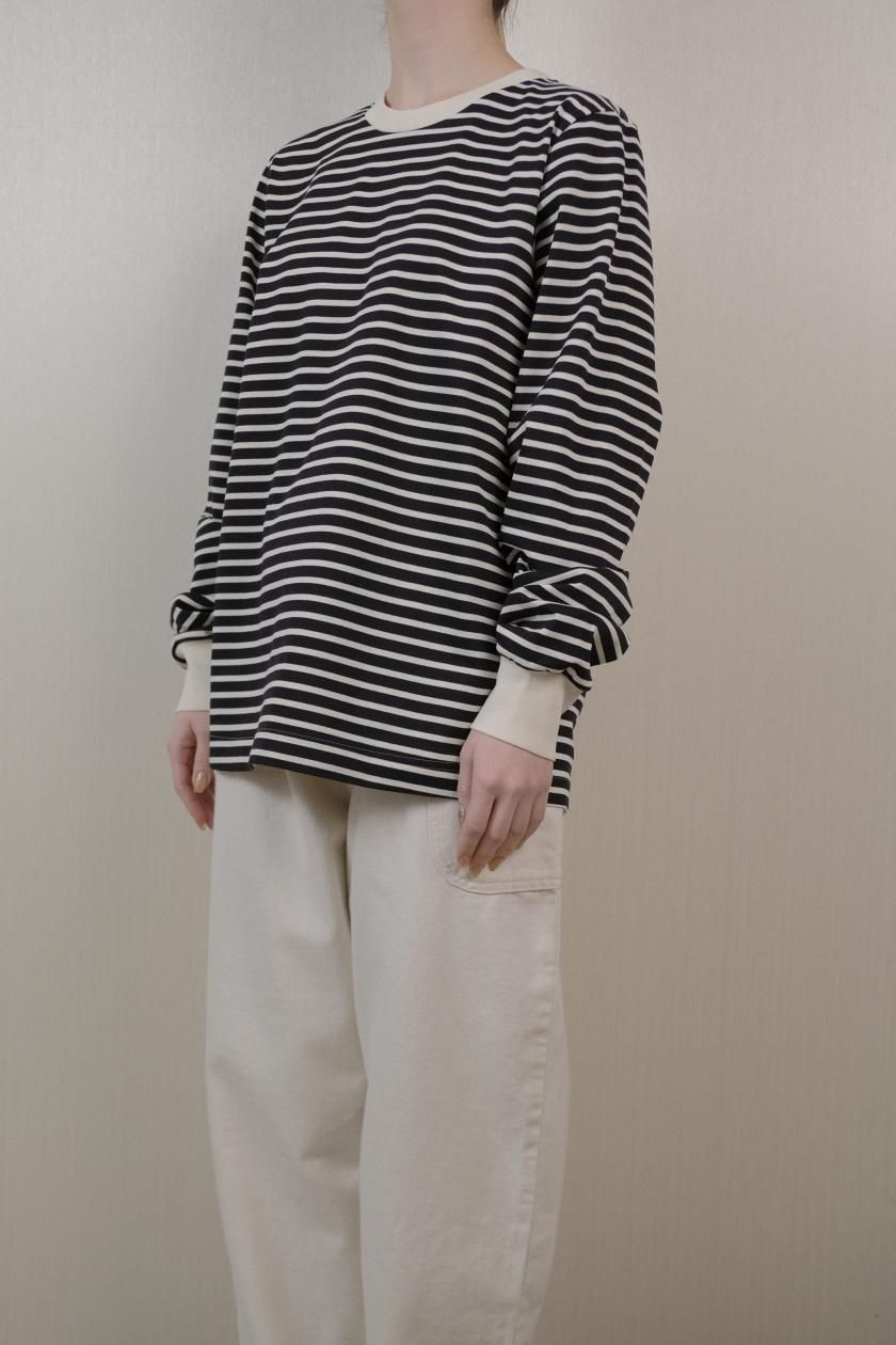 atelier naruse | コットンボーダーカットソー（長袖・black
