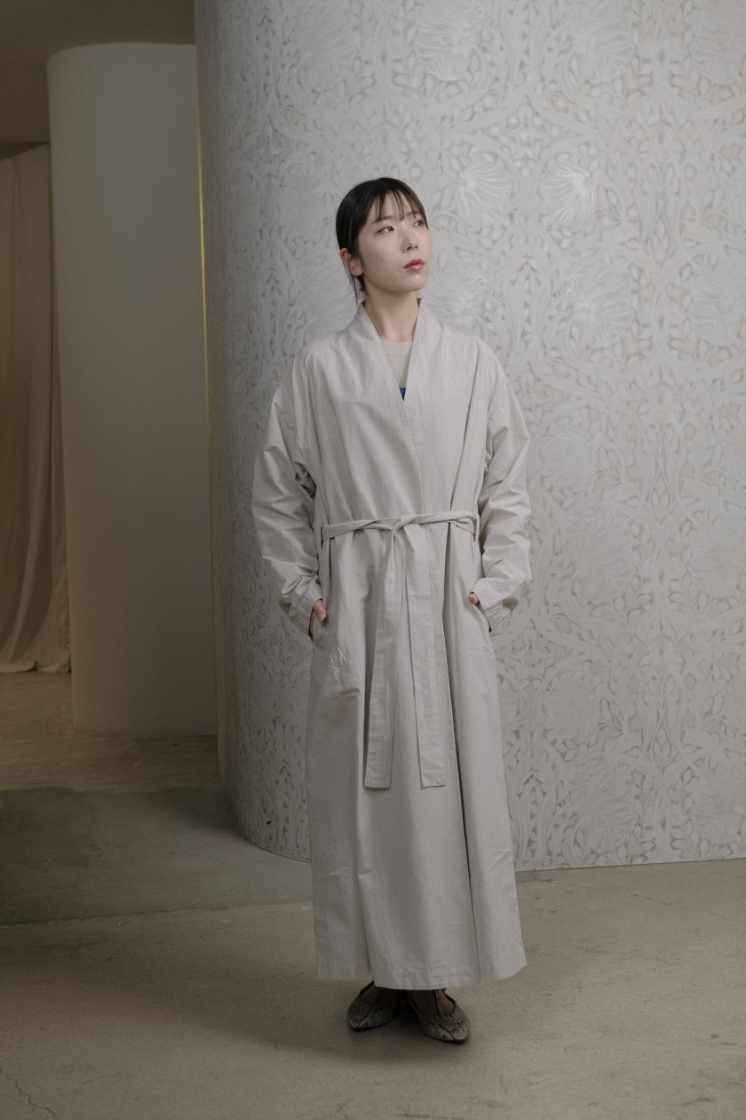 COSMIC WONDER Cotton Linen Weather Cloth “Haori” Coat | Silver quartz - c a  b i n e t　 O N L I N E　S T O R E
