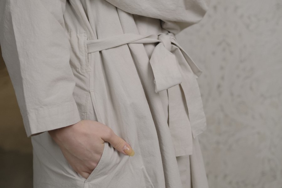 COSMIC WONDER Cotton Linen Weather Cloth “Haori” Coat | Silver quartz - c a  b i n e t　 O N L I N E　S T O R E