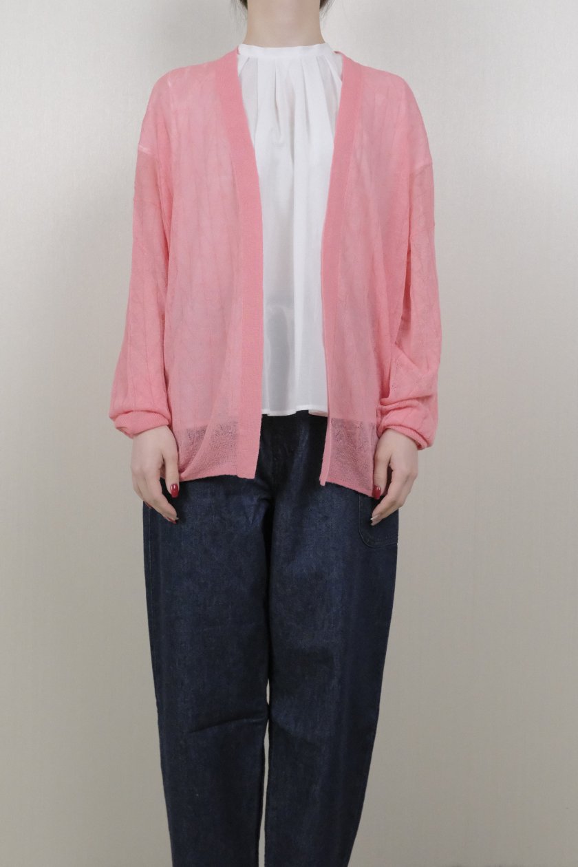 atelier naruse | コットン ~herring-born~ ライトニットカーディガン(salmon pink) - c a b i n  e t　 O N L I N E　S T O R E