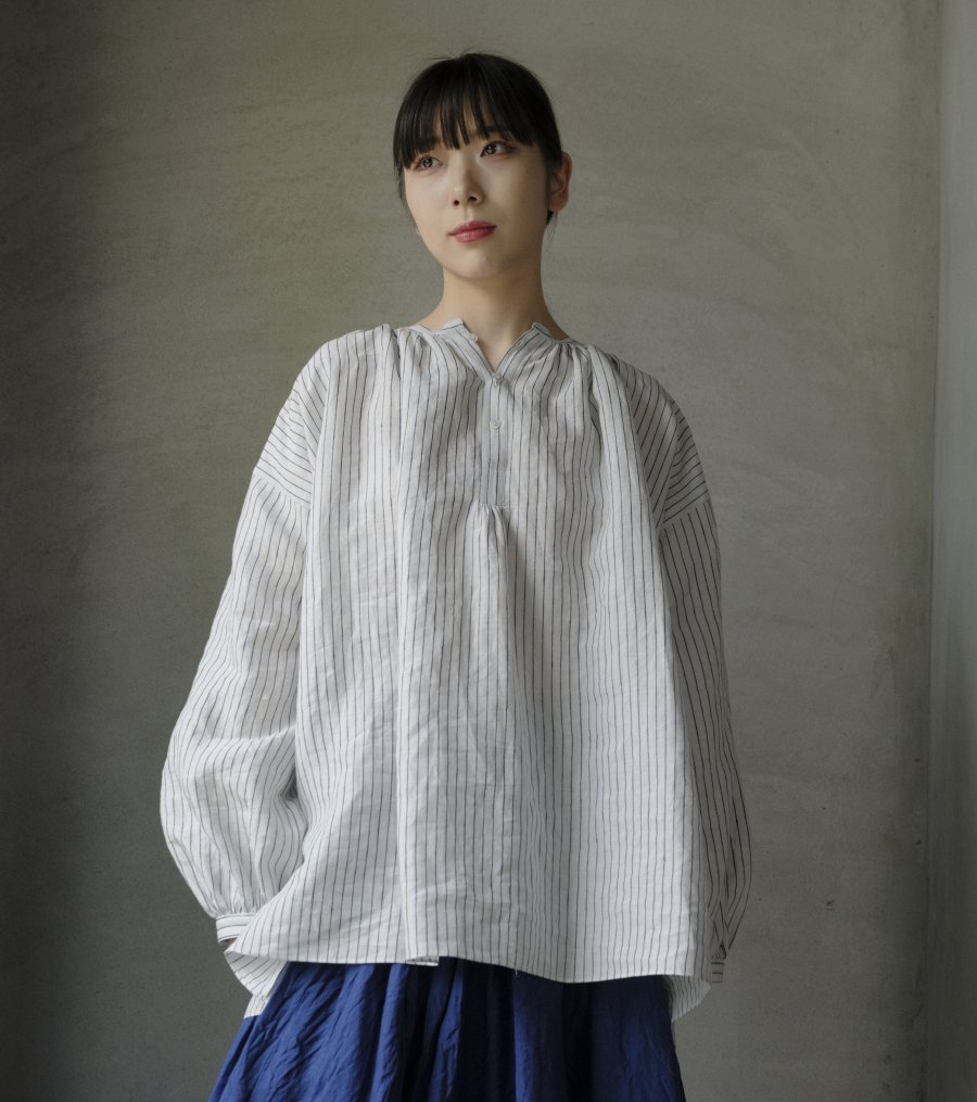 エシュペー | INDIGO STRIPE BLOUSE - c a b i n e t O N L I N E S T O R E