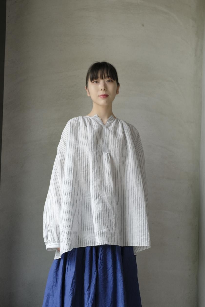 エシュペー | INDIGO STRIPE BLOUSE - c a b i n e t O N L I N E