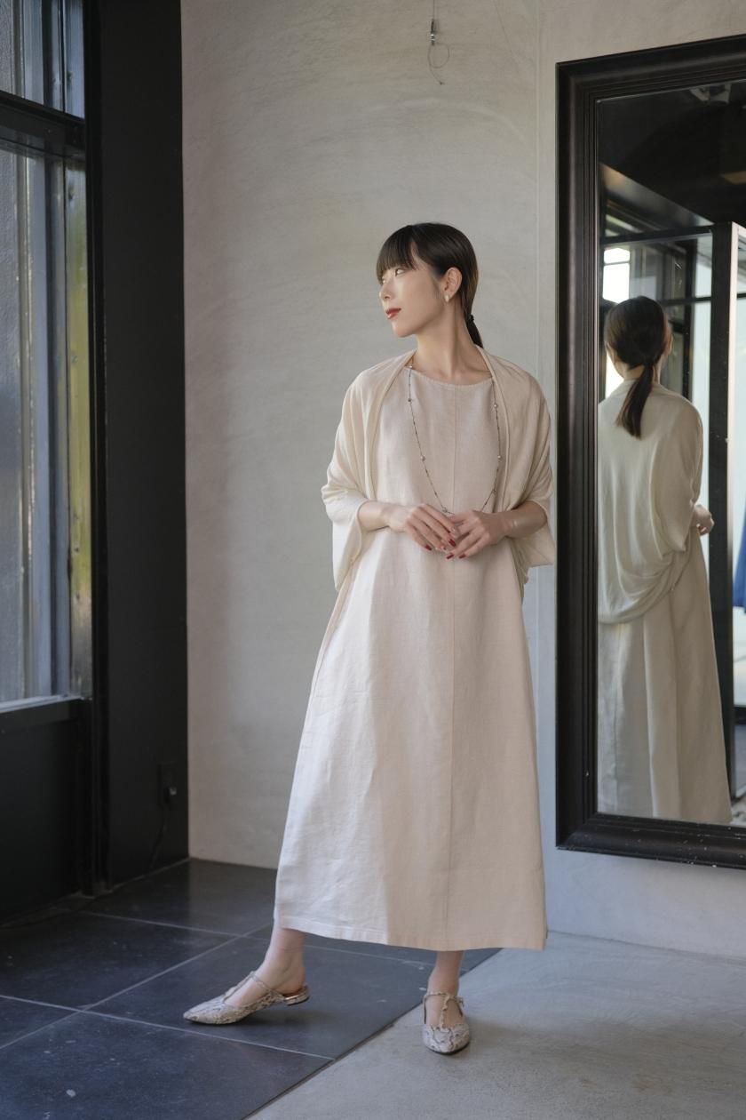 evam eva | Linen Sleeveless One-piece (Ivory