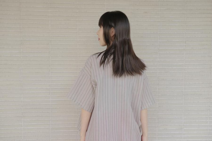 atelier naruse | コットンリネン マルチストライプ スモック atelier naruse | コットンリネン マルチストライプ スモック