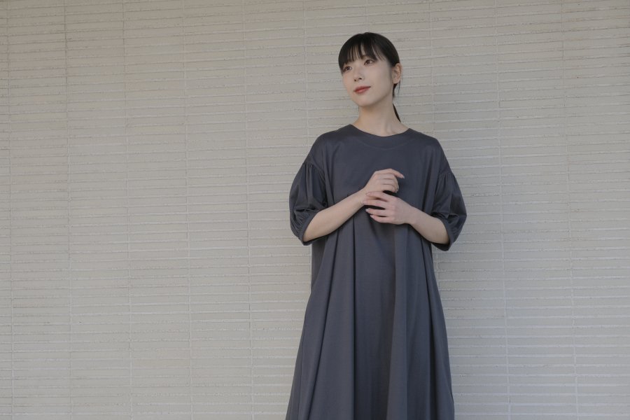 atelier naruse | コットンカットソー コクーンワンピース | dark gray - c a b i n e t　 O N L I N  E　S T O R E