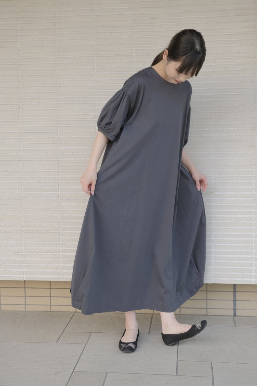 atelier naruse | コットンカットソー コクーンワンピース | dark gray - c a b i n e t　 O N L I N  E　S T O R E