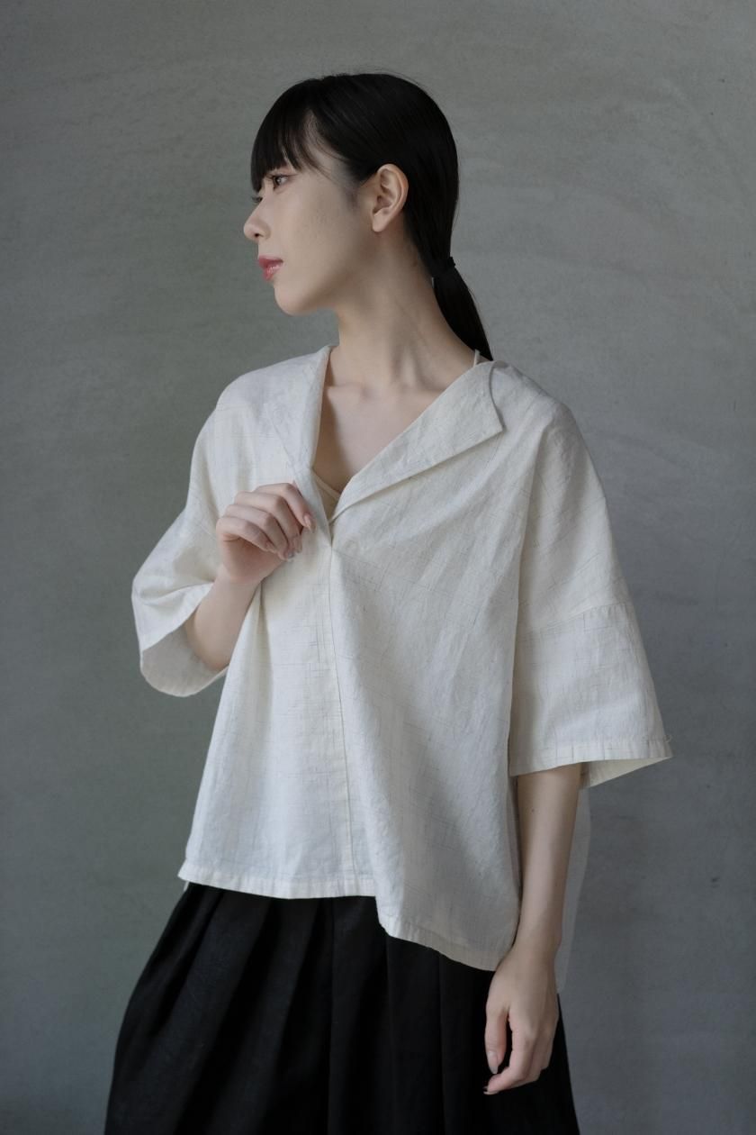 evam eva E241T216 LINEN PATTERN PULLOVER リネンパターンプル