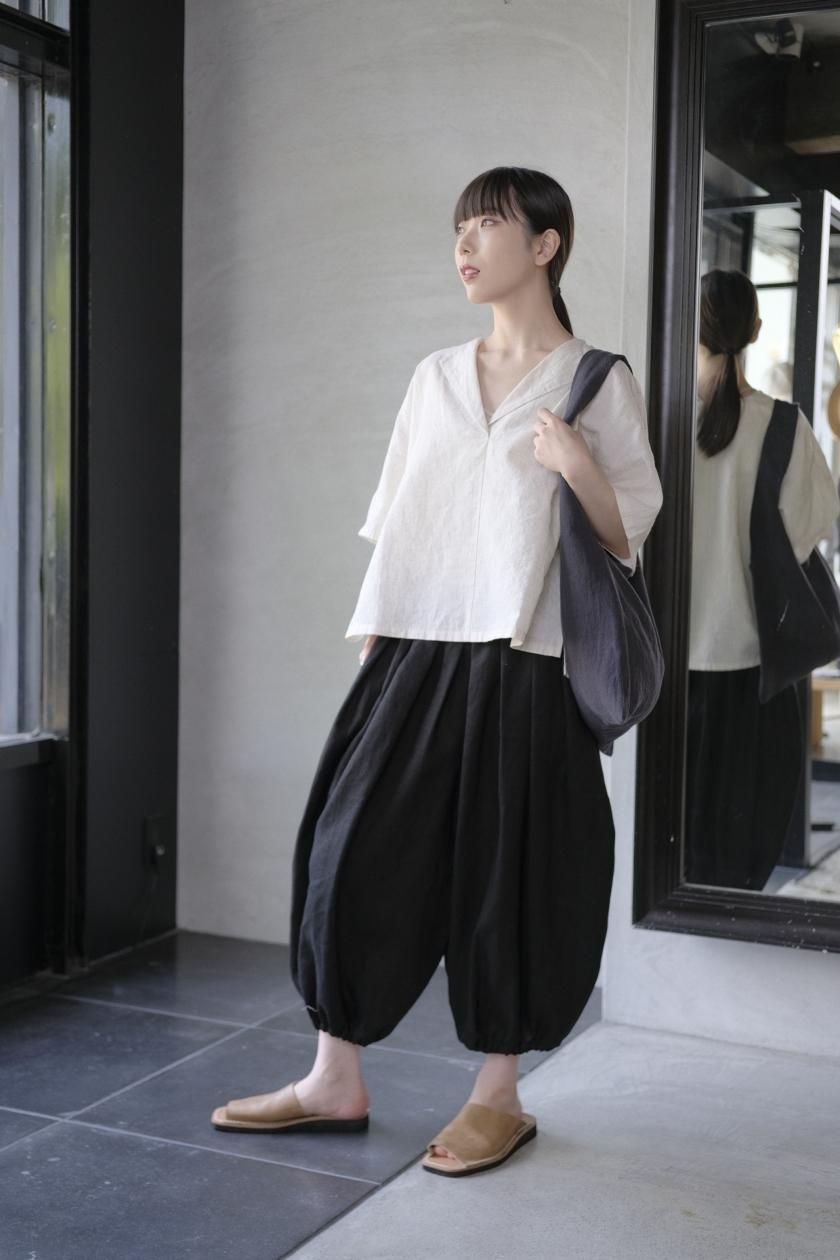 evam eva E241T216 LINEN PATTERN PULLOVER リネンパターンプル