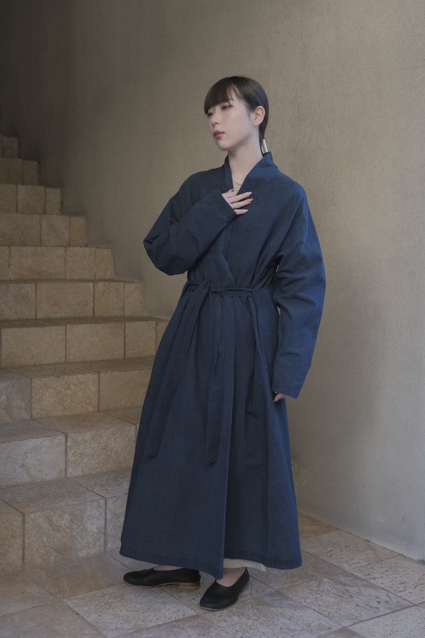 COSMIC WONDER Cotton Linen Weather Cloth “Haori” coat | Ryukyu Indigo - c a  b i n e t　 O N L I N E　S T O R E