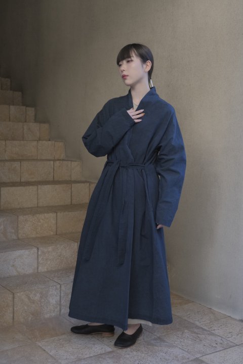 COSMIC WONDER / Cotton linen weather cloth Haori coat(Sumi.yambaru.indigo)