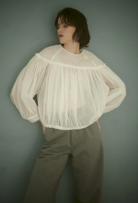 <img class='new_mark_img1' src='https://img.shop-pro.jp/img/new/icons14.gif' style='border:none;display:inline;margin:0px;padding:0px;width:auto;' />H&#233;riter / cotton organdy blouse 
