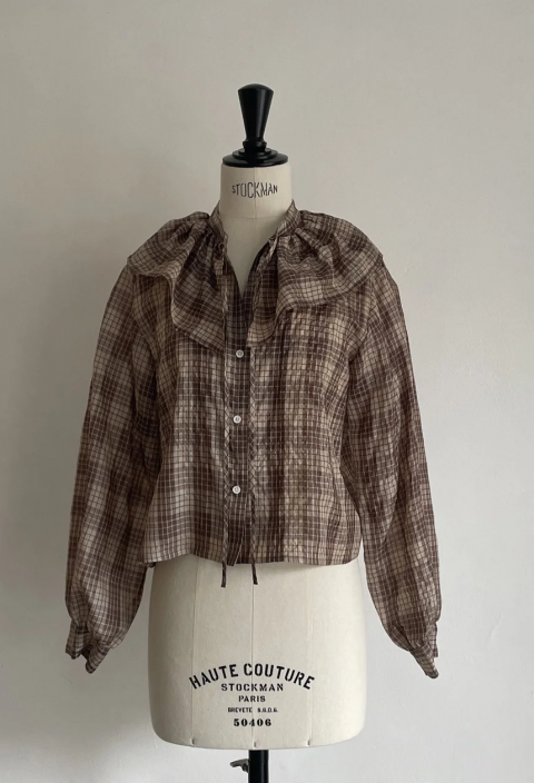 <img class='new_mark_img1' src='https://img.shop-pro.jp/img/new/icons14.gif' style='border:none;display:inline;margin:0px;padding:0px;width:auto;' />H&#233;riter / silk check blouse