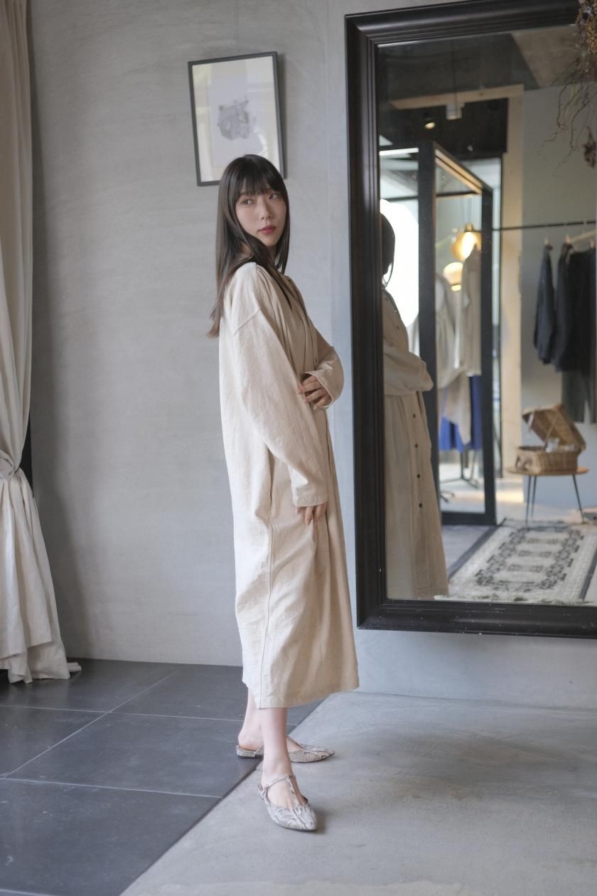 mittan ミッタン　絹綿麻ジャガードワンピース MITTAN | 綿絹麻ジャカードワンピース - c a b i n e t O N L I N E