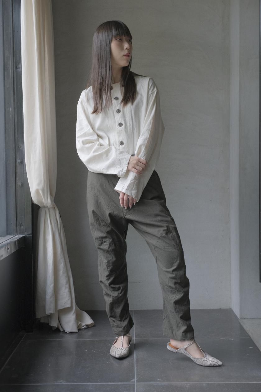 yuta matsuoka 23ssバギーパンツ YUTA MATSUOKA baggy pants / high density canvas linen (black)の
