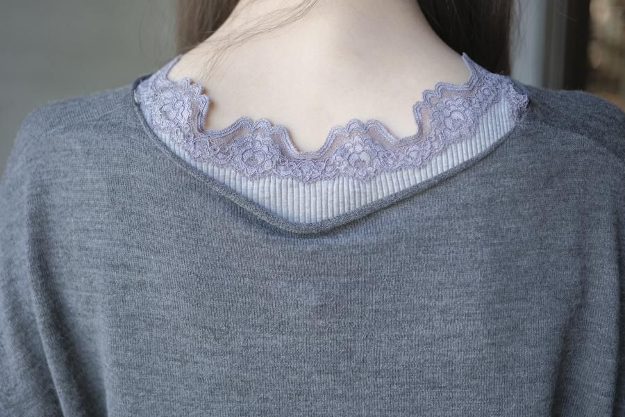 新品　gasa ガサグルー　パフスリーブニット 6色展開》フェザーパフスリーブVネックニット【洗濯機洗い可