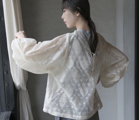 H&#233;riter / cut jacquard blouse (ivory)