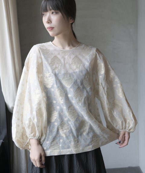 H&#233;riter / cut jacquard blouse (gold)