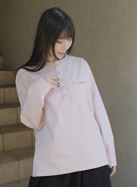 atelier naruse / cotton henry neck shirt (ash pink)