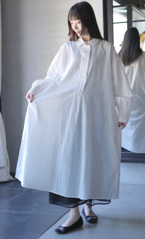 BUNON / Shirt Dress (White Check)